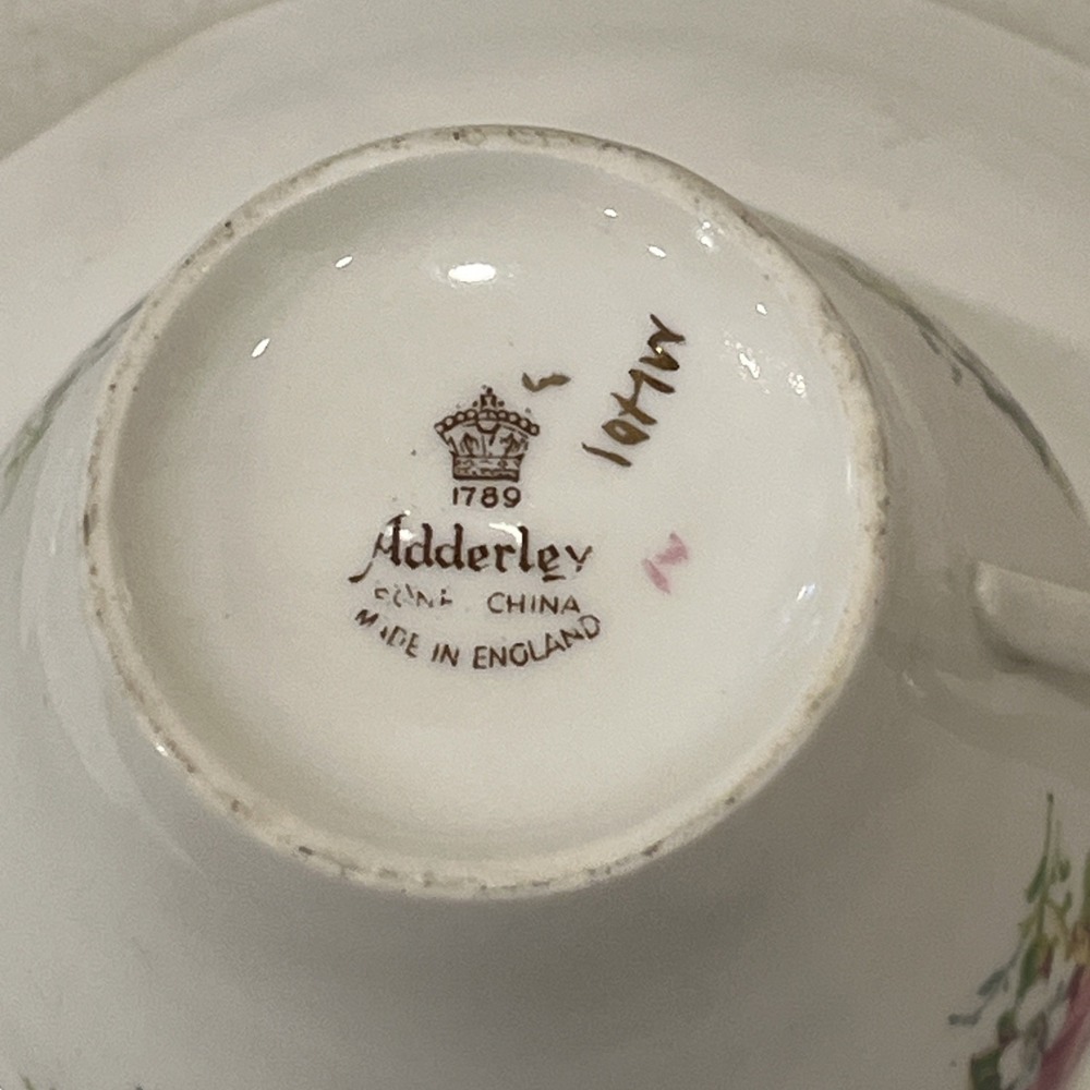 Adderley English Teacup Fine Bone China Teacup & Saucer Flowers Signed EUC - Picture 8 of 8